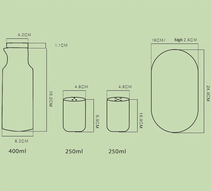 Set of 4 Ceramic Salt Pepper Oil Bottle Set