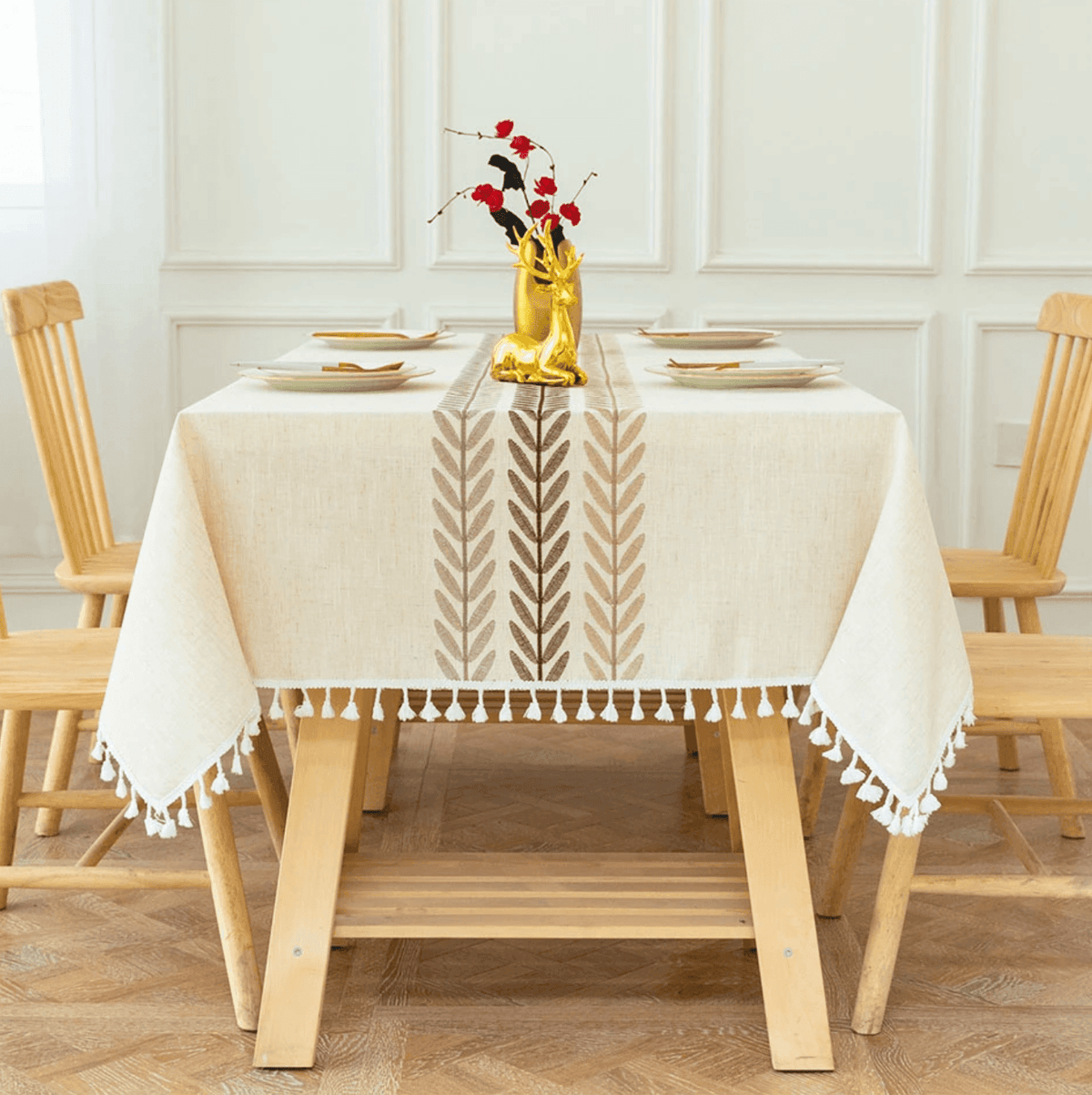 Coffee Leaf Tassel Tablecloth