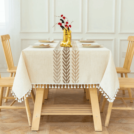 Coffee Leaf Tassel Tablecloth