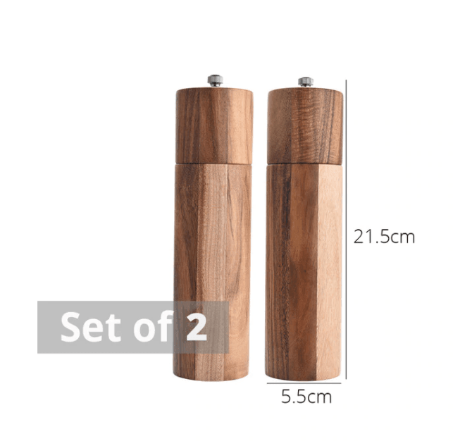 Wooden Salt and Pepper Grinders Set